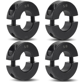 TonGass (4-Pack, Black) 5/8" Bore Double Split Clamp-On Shaft Collars Screw Set, Carbon Steel Bores Shaft Collars Sets 5/8" Bore Size, 1-5/16" Outer Diameter, 7/16" Width for Automotive Industrial Use