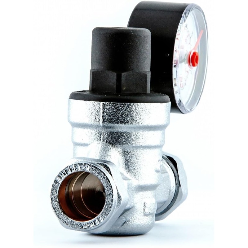 TEAM CONTROLS WATER PRESSURE REDUCING VALVE WITH GAUGE 15MM &