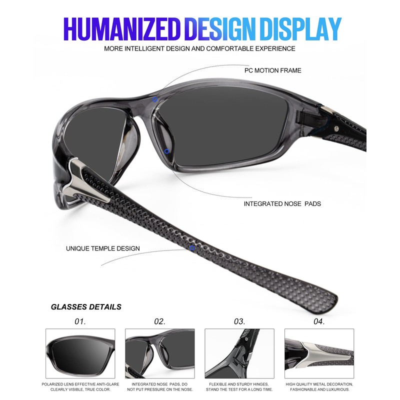 KALIYADI Polarized Sunglasses-Men Sports Sun-glasses: Mens Sunglasses Polarized UV Protection