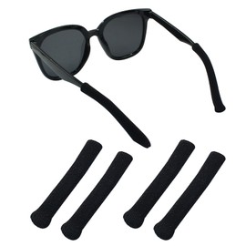 Dijedev 2Pairs Ear Pads for Glasses, Ear Cushions for Glasses, Eyeglasses Temple Tips Sleeve Protectors, Eyeglass Socks, Eyeglass Ears Behind Guards Ends Arm Covers (Black)