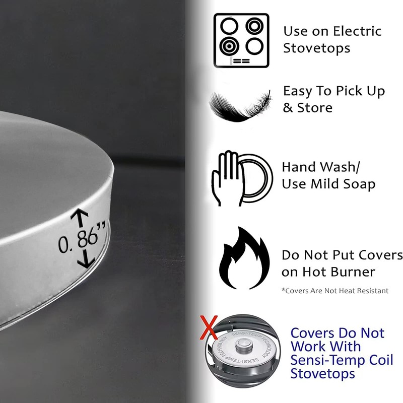 Walarky Kitchen Utensil Pattern Round Metal Hob Covers 4-Piece Stove