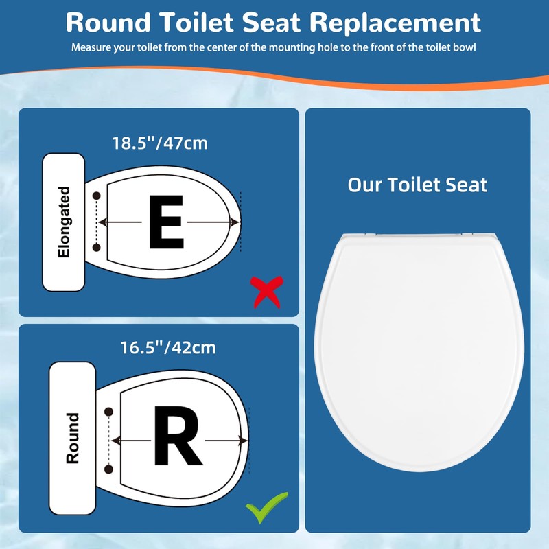 iFealClear Round Toilet Seat Compatible with Kohler, American Standard, TOTO,