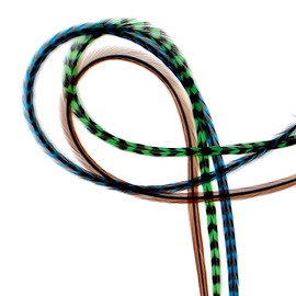 3 Feather Hair Extensions Real Feathers 22-28cm with Rings/Loops (Forest)