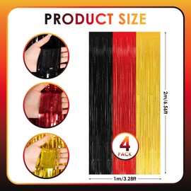 SINGOMON 4 Packs Race Car Birthday Decorations Red Yellow Black Glitter Tinsel Foil Fringe Curtain 3.2x8.2 ft Metallic Holiday Garland Tinsel Backdrop for Carnival Party Decorations Graduation Decorations Racing Car Party Decorations