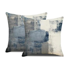DWDC Cushion Covers 50x50cm Pack of 2 Abstract Art Pillow Cover, Blue and Grey Contemporary Gallery Home Decorative Throw Pillows Cover for Bedroom Sofa Living Room20x20inch