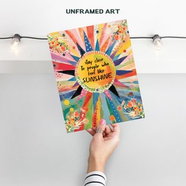 Inspirational Art positive Wall Decor - Colorful Watercolor Family Room Decor - positive Sayings - Wall Art for Women - Happy Home Decor - Womens Bedroom Decor - Inspirational Quotes Living room Decor