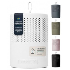 AbsoDry Dehumidifier without Electricity up to 25 m² - Includes Refill Pack - Made of Recycled Plastic - Room Dehumidifier for Living Room, Bathroom, Basement - Dehumidifier - White