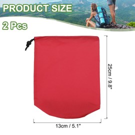PATIKIL Stuff Sack, 2 Pcs 5 x 10 Inch Waterproof Outdoor Storage Sack Portable Drawstring Dust Flap Bag Lightweight Sleeping Bag for Camping Hiking Travel, Red