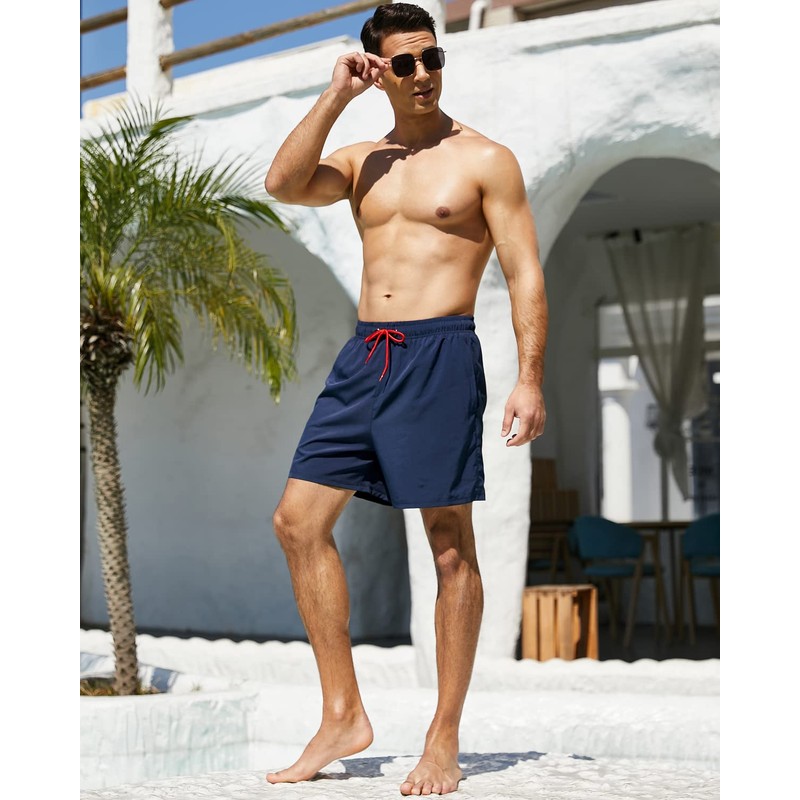 SILKWORLD Men's Swimming Shorts with Compression Lining 2-in-1 Quick-Drying with