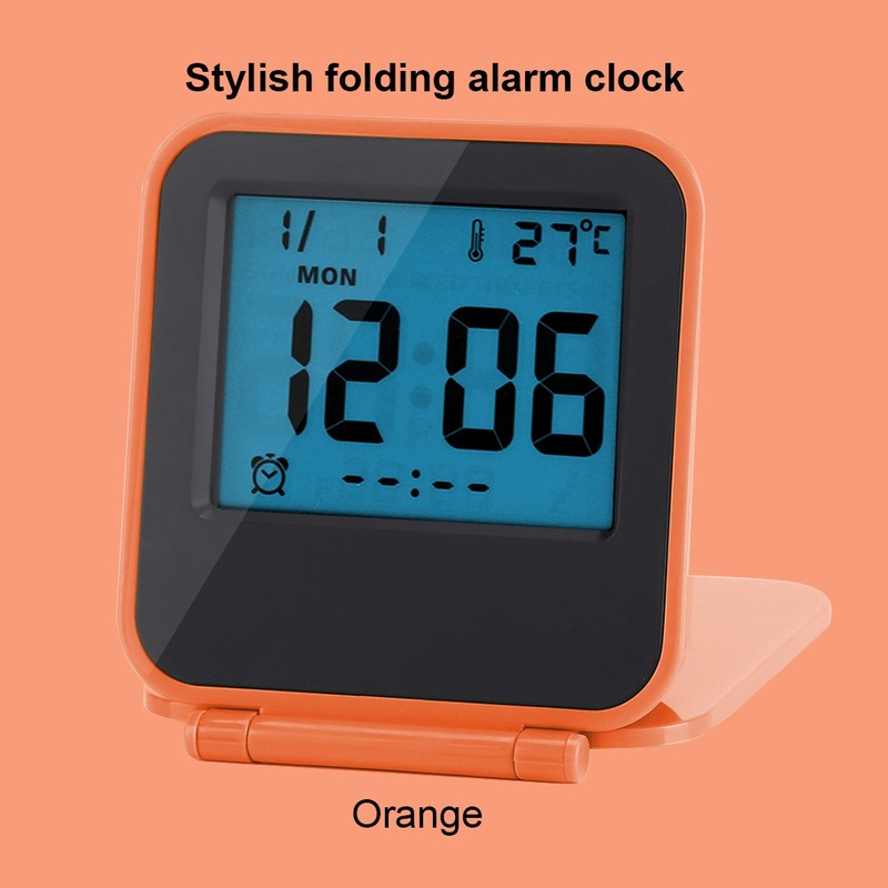 Portable Foldable Tabletop Travel Digital Alarm Clock with Temperature Calendar