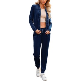 Marvmys Womens Velour Sweatsuit Full Zip Up Tracksuit Set 2 Piece Outfits Jogger Set