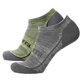 Purra Performance Mens Athletic Comfort Low Cut Socks | Wicking & Anti-Odor for Athletic and Everyday Wear, Gray/Green, 13-16, 2 Pack