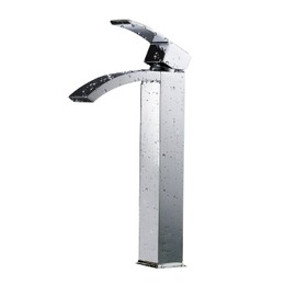 Greenspring Bathroom Vessel Sink Faucet Chrome Finished Tall Spout Brass Waterfall Single Handle One Hole Bathroom Faucets Commercial Basin Mixer Tap