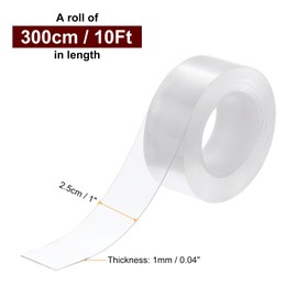 QUARKZMAN Doppelseitiges Nano-Band 10FT x 1" x 0,04" Mehrzweck-Abnehmbares Transparentes Montageband Waschbares Wasserdichtes Bildaufhänge-Klebeband für Wände Teppiche Poster Dekorationen