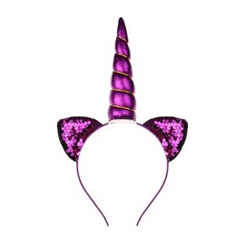 Love Sweety Unicorn Flower Crown Headband Animal Ear Headband Costume Headwear(Cat Purple)