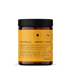 Erbology Organic Turmeric Powder 3.2 oz - 90 Servings - 5.5% Curcumin - No Additives or Preservatives - Sustainably Sourced Straight from Farm in India - Vegan - GMO-Free
