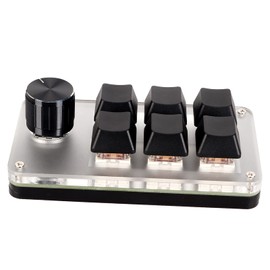 Zyyini Mini Macro Mechanical Gaming Keyboard, USB Red Switch Plug and Play One Handed USB PC Keypad, Ergonomic Customized Knobs, for Windows, for Vista, for Linux, for OS X (6 Keys with 1