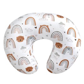OWLOWLA Nursing Pillow Cover,Minky Breastfeeding Pillow Cover Fits Original Nursing Pillow Baby Boy Girl(Rainbow&Bear)