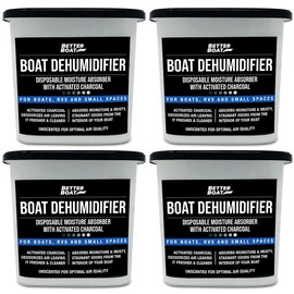 Moisture Absorber and Boat Dehumidifier, Charcoal Odor Remover for Damp Smell and Humidity, Unscented and Fragrance-Free, 4 Pack, Ideal for Basement, Closet, Home, RV, or Boating, No Refill Needed