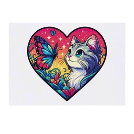 Azeeda 'Anime-Katze mit Schmetterling' Temporäres Tattoo - Hautfreundlicher & Ungiftiger Abziehbild · Wasserfest (TO00079823)