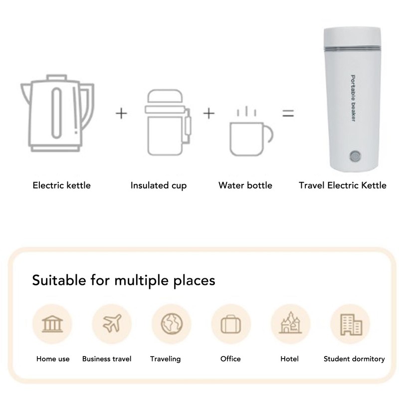 Travel Electric Kettle 300W 350ml Small Portable Kettle Leak Proof