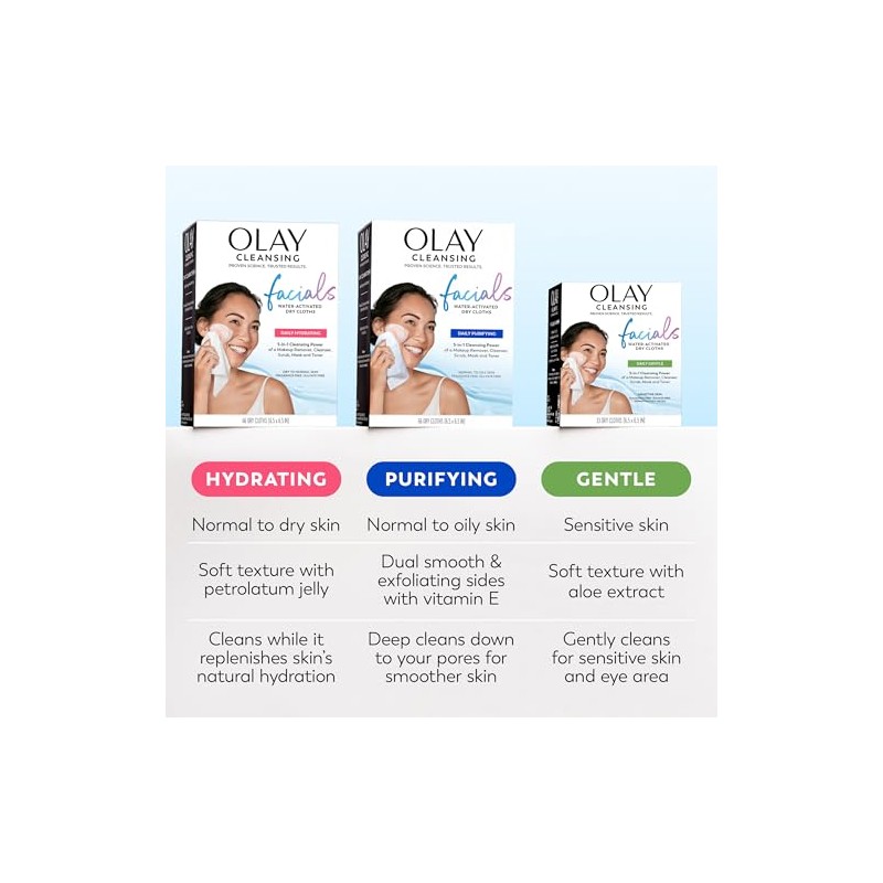 Olay Daily Clean 4-in-1 Water Activated Cleansing Cloths, 66 count