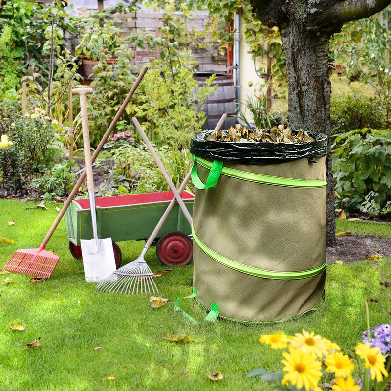 Colwelt Collapsible Garden Bag 47Gallon, Collapsible Leaf Bags with Hard