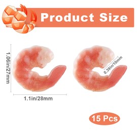 GORGECRAFT 1 Box 12Pcs Artificial Shrimp Figures Plastic PVC Realistic Faux Sea Life Foods Seafood Cooked Peeled Shrimps Model Decoration for Home Kitchen Market Display Party Photo Props