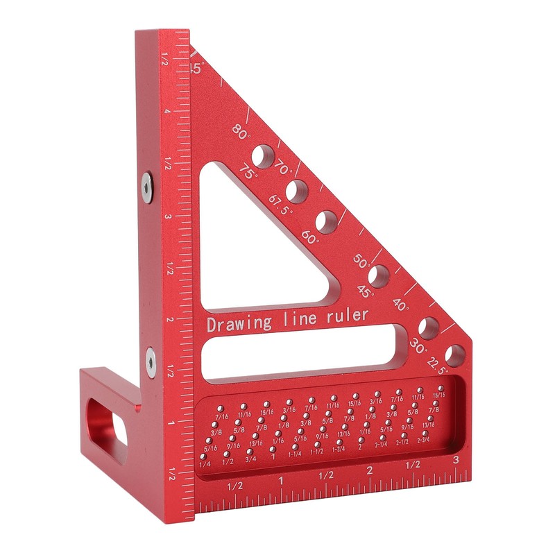 Carpenter Square Hole Scribing Ruler 45 90 Degree Aluminum Alloy