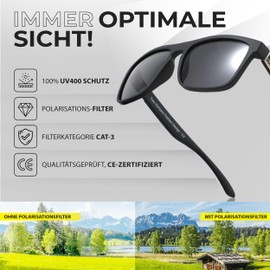 Two Horizons Men's Polarised Sunglasses, Set of 2, Polarised Sunglasses, 100% UV Protection, Retro Design, Ideal for Outdoor Activities, with Case and Microfibre Bag, Women's Sunglasses, C14