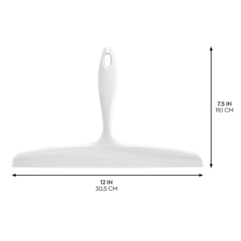 iDesign Bathroom Plastic Shower Squeegee with Wall Hook - White