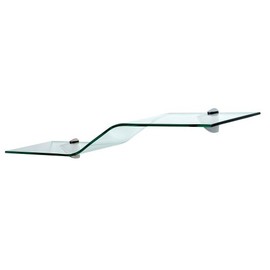 LTL Home Products GLWAVECLKIT Wallscapes Allure Glass Wave Floating Wall Shelf, 8" x 40", Clear Glass