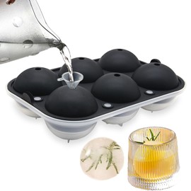 Ice Ball Machine Ice Cube Tray Ball Mould with Funnel 6 Large Ice Cube Balls 2.5 Inch Diameter Round