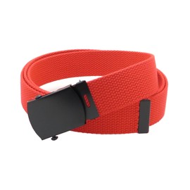 Cinturón de lona estilo militar con hebilla negra y punta de 56 pulgadas de largo, muchos colores, Rojo, Talla única