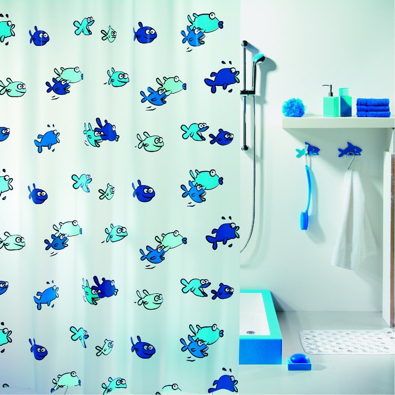 Spirella PEVA Shower Curtain Hugo Blue 180x200cm