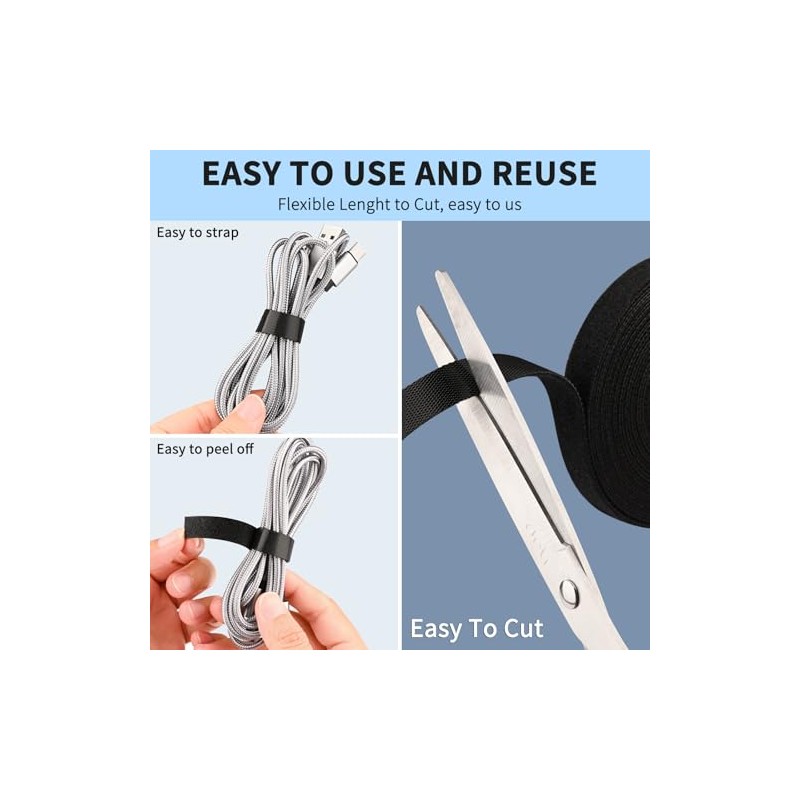 Wanme Bridas Reutilizables para Cables,Ajustables de Nylon Sujetacables Reutilizables de