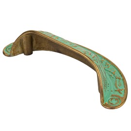 Baroque Scroll Work Verdigris Drawer Bin Pull | Centers: 2 1/2" | Cup Pull Handle for Antique Cabinet Door, Dresser Drawer, Desk | Furniture Reproduction Hardware | DL-P2683-064VDG