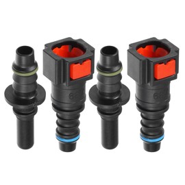 A ABSOPRO Car Fuel Line Hose Quick Release Connector Straight Kit 5/16" 7.89mm SAE to 5/16" 8mm Hose Plastic Red (2 Pack)
