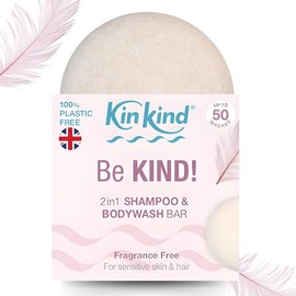 KinKind Be KIND! Barra de champú sin perfume y barra de gel corporal | 2 en 1 para cabello y cuerpo | Sin perfume para cuero cabelludo sensible | Barr