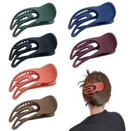 6 Pcs French Concord Flat Hair Clips, 3.54 Inch Curved Hair Clip Alligator Hair Clips Matte No Slip Grip Strong Hold Banana Hair Clamps Jaw Clips for Women (Colorful)