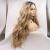 SereneWig 24 Inch Real Natural Medium Blonde Ombre Color Synthetic