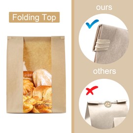 HXRYAGi 60 Pack Bread Bags for Homemade Bread Sourdough Bread Bags with Tin Strip Large Bakery Bags with Window Paper Bread bags, Yellow