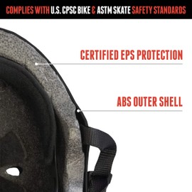 Triple Eight Lil 8 Dual Certified Sweatsaver Kids Skateboard and Bike Helmet with Padded Chin Buckle, Black Rubber, One Size