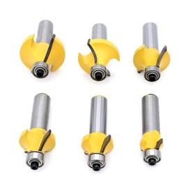 Yuhtech 6 Pcs 1/2-Inch Shank Round Over Router Bit RoundOver Edge-Forming Woodworking Milling Cutter