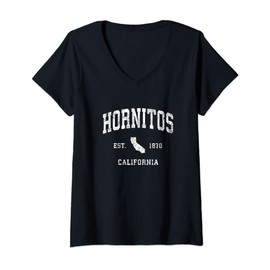 Womens Hornitos California CA Vintage Athletic Sports Design V-Neck T-Shirt