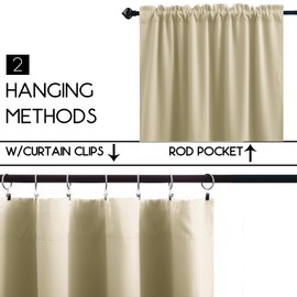 KOUFALL - Juego de 2 cortinas de cocina de color beige de 34 x 24 pulgadas de largo, para cuarto de baño pequeño