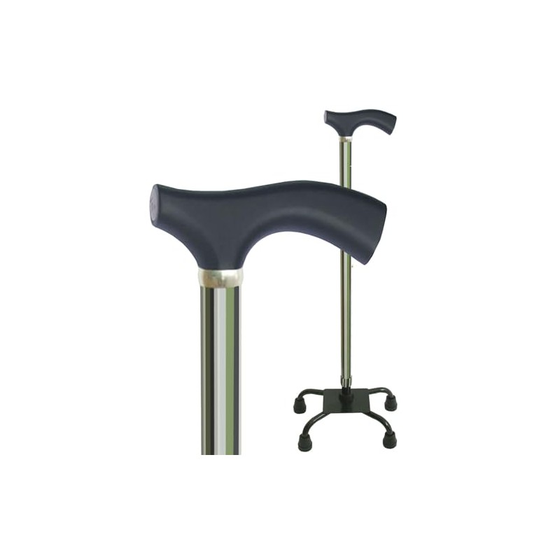 Switch Sticks Adjustable Quad Walking Stick Cane with Comfortable Wood