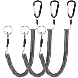Foyods Pack of 3 spiral band keyring, outdoor spiral band, elastic fishing lanyards, black fishing band, fishing rod spiral band with clip, for fishing, keys, outdoor, bag