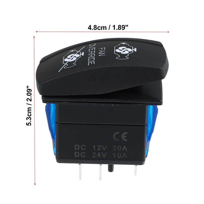 X AUTOHAUX Fan Override Rocker Switch 5Pin On-Off Blue LED