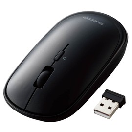 Elecom Wireless Mouse, 2.4 GHz, Slint M-TM10DBBK/EC, Thin, Silent, 4 Buttons, Presentation Mode Function, Compatible with Windows and Macs, Black